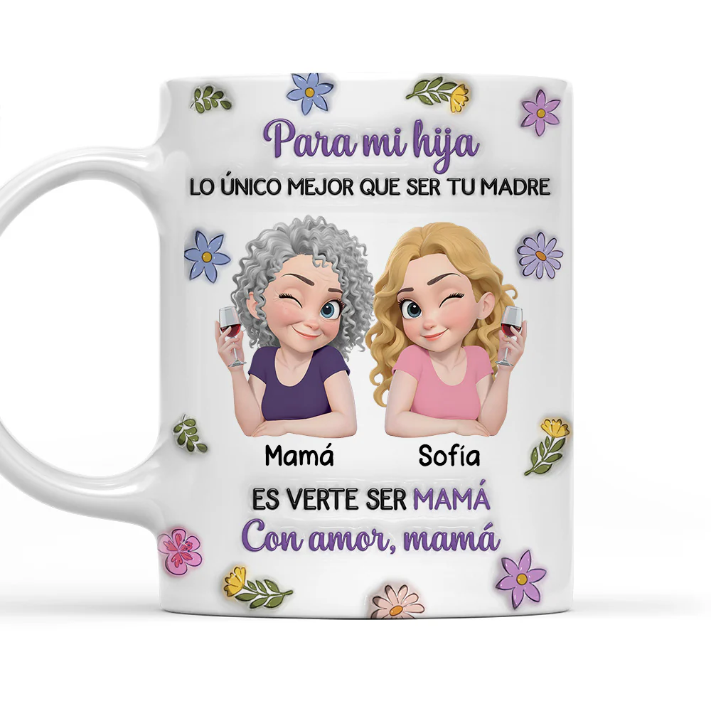 Dibujo Animado Vinculados Juntos - Taza Personalizada con Efecto 3D Inflado