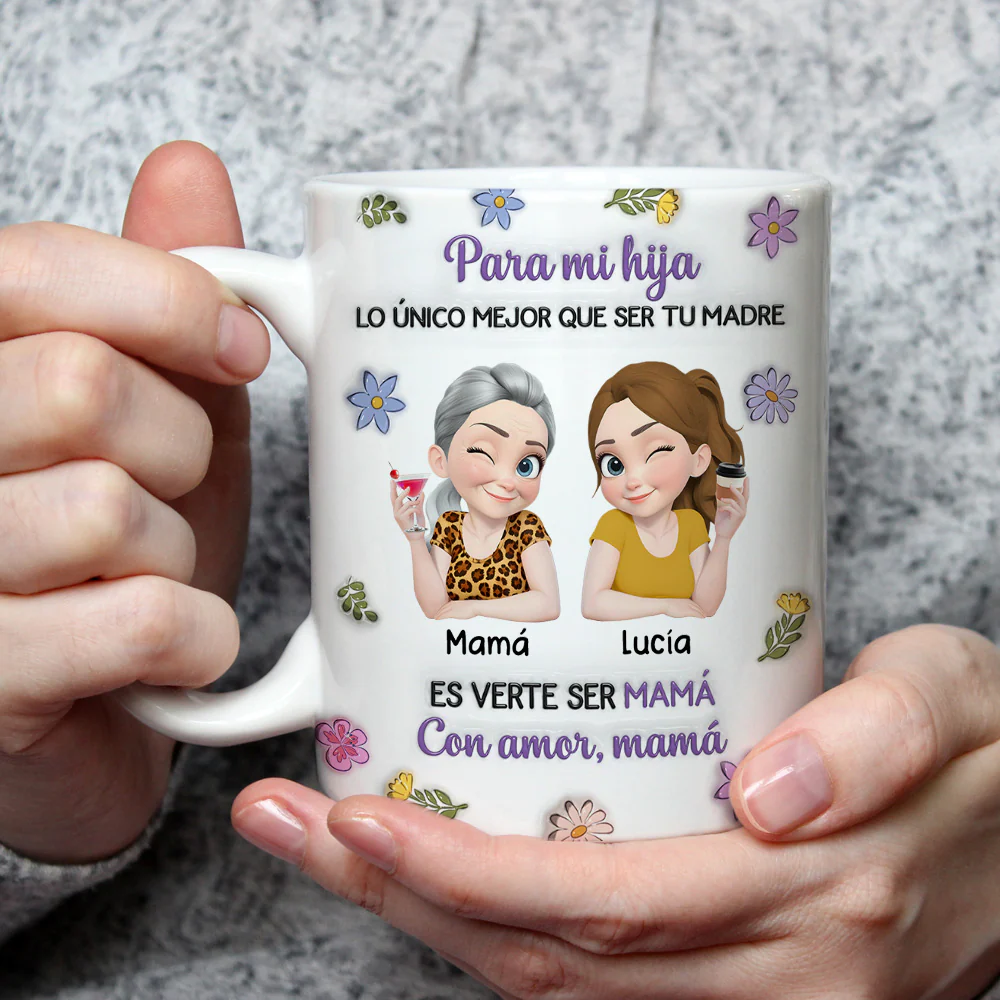 Dibujo Animado Vinculados Juntos - Taza Personalizada con Efecto 3D Inflado - Image 3