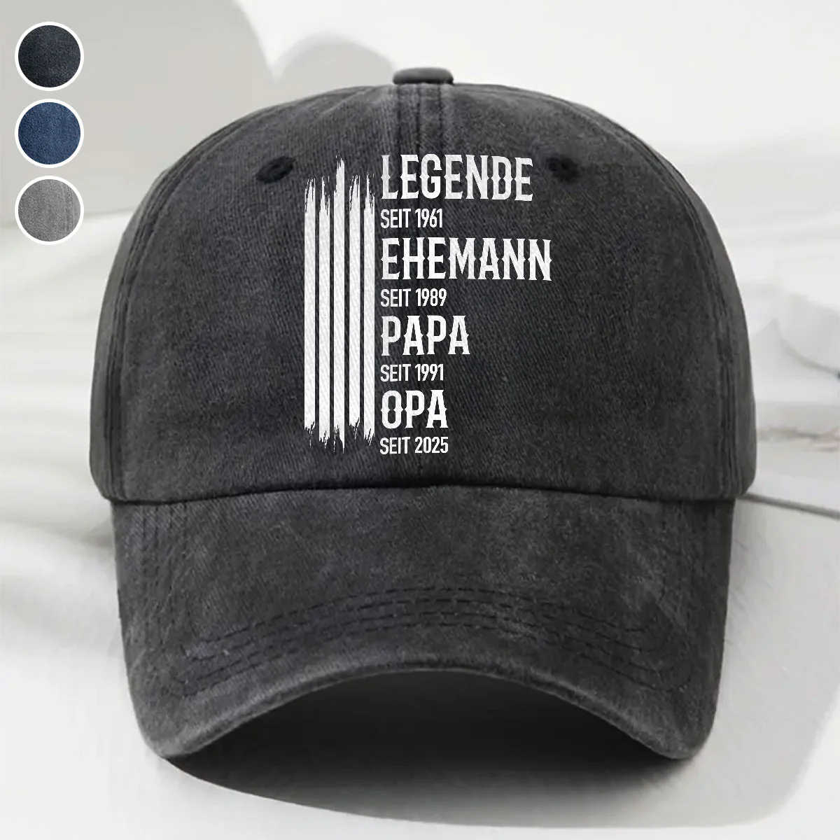 Die Originale Legende - Personalisierte Custom Vintage-Washed Denim-Kappe