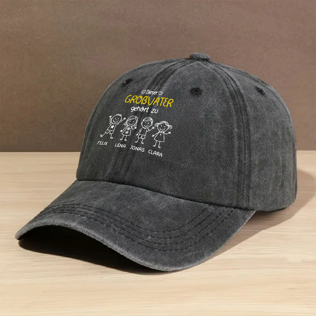 Dieser Opa gehört uns – Personalisierte Vintage-Denim-Kappe im Used-Look - Image 2