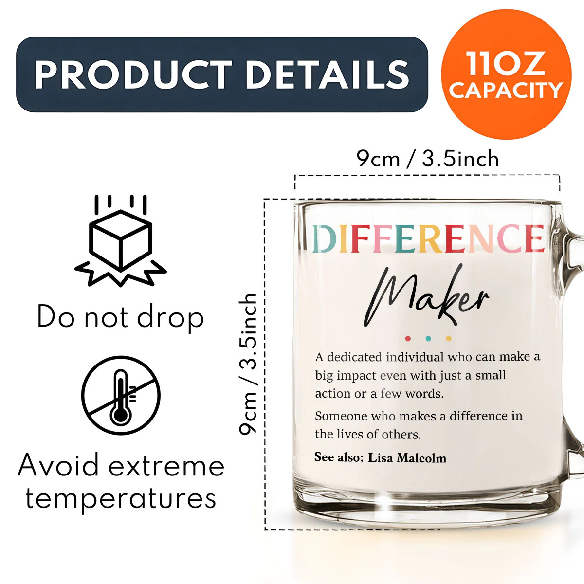 Difference Maker - Personalized Custom Glass Mug - Image 5