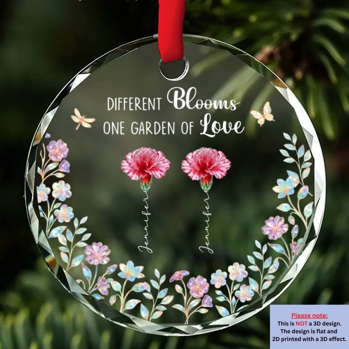 Different Blooms - Personalized Custom Glass Ornament - Image 5