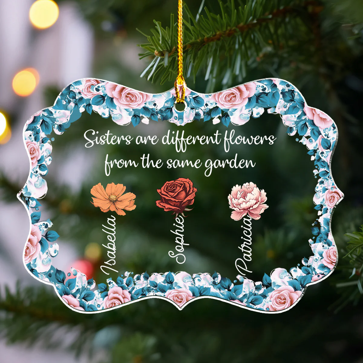 Different Flowers From The Same Garden - Personalized Custom Acrylic Ornament - Image 4