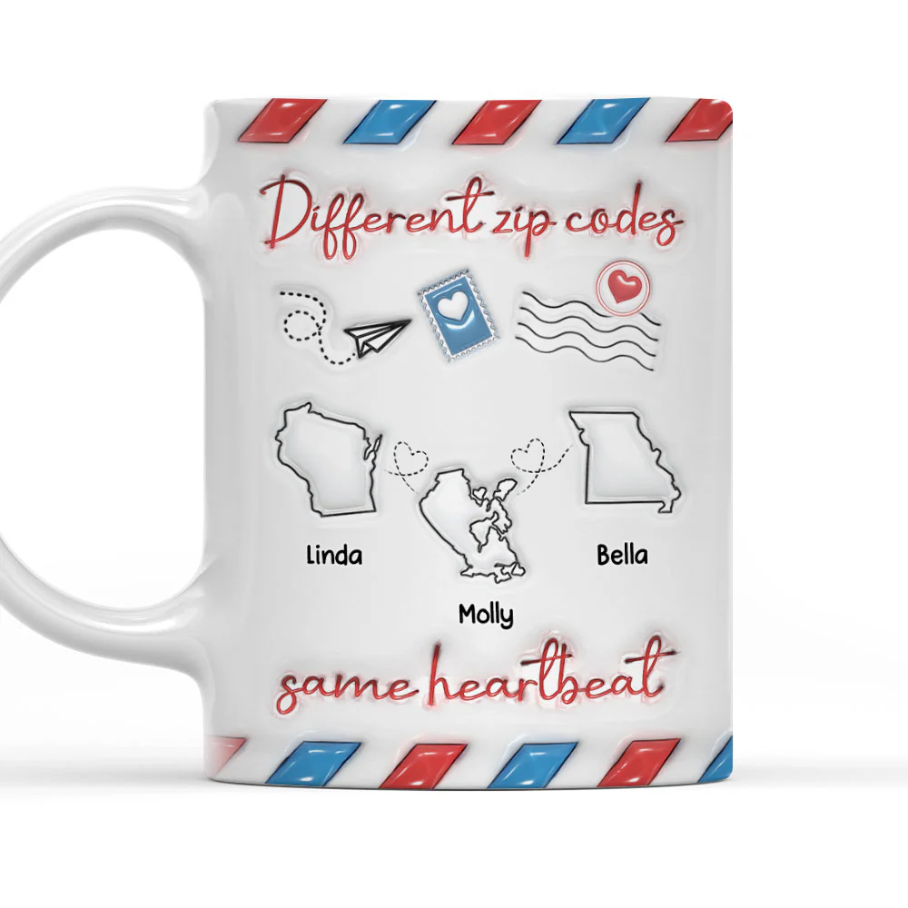 Different Zip Code Envelopes - Personalized Custom 3D Inflated Effect Coffee Mug
