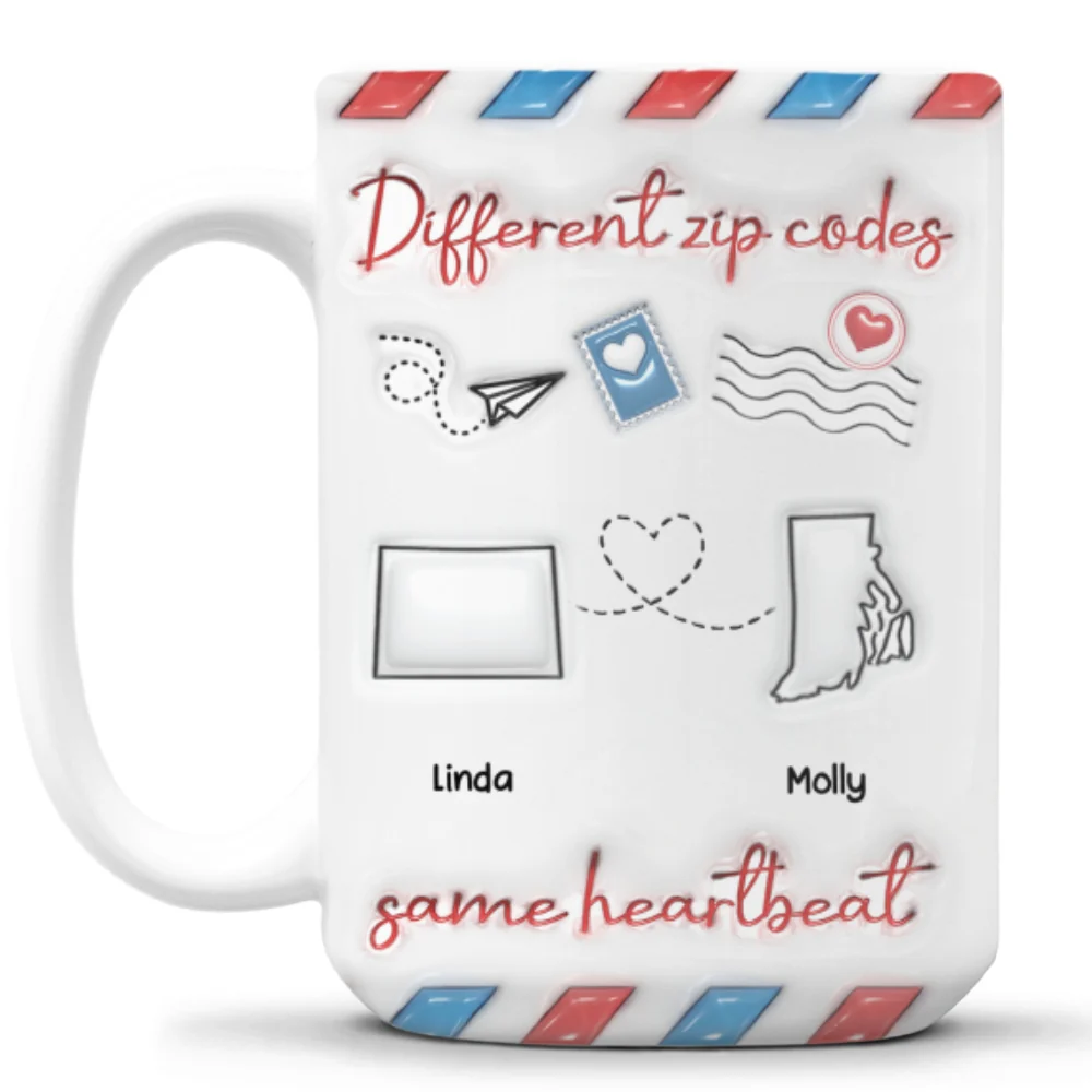 Different Zip Code Envelopes - Personalized Custom 3D Inflated Effect Coffee Mug - Image 8