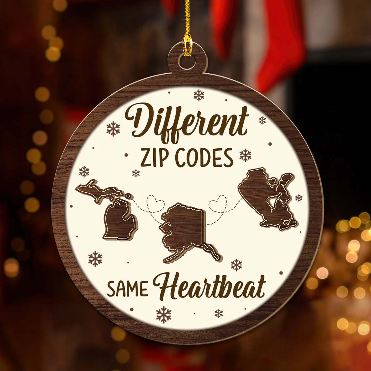 Different Zip Codes - Personalized Custom Wood Ornament - Image 2
