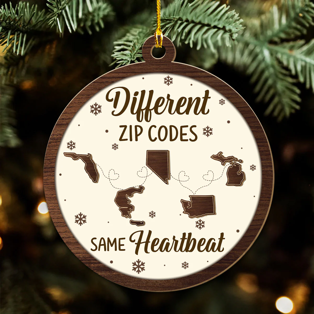 Different Zip Codes - Personalized Custom Wood Ornament - Image 4