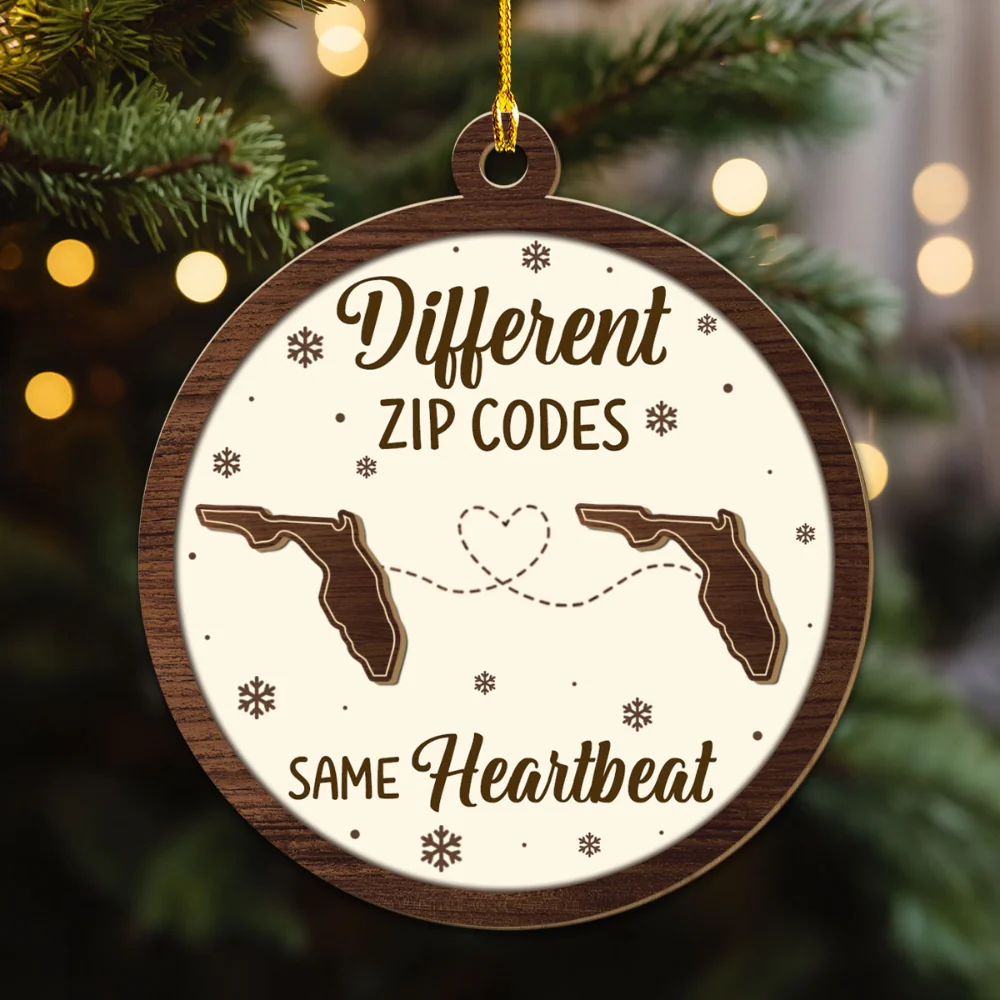 Different Zip Codes - Personalized Custom Wood Ornament - Image 5