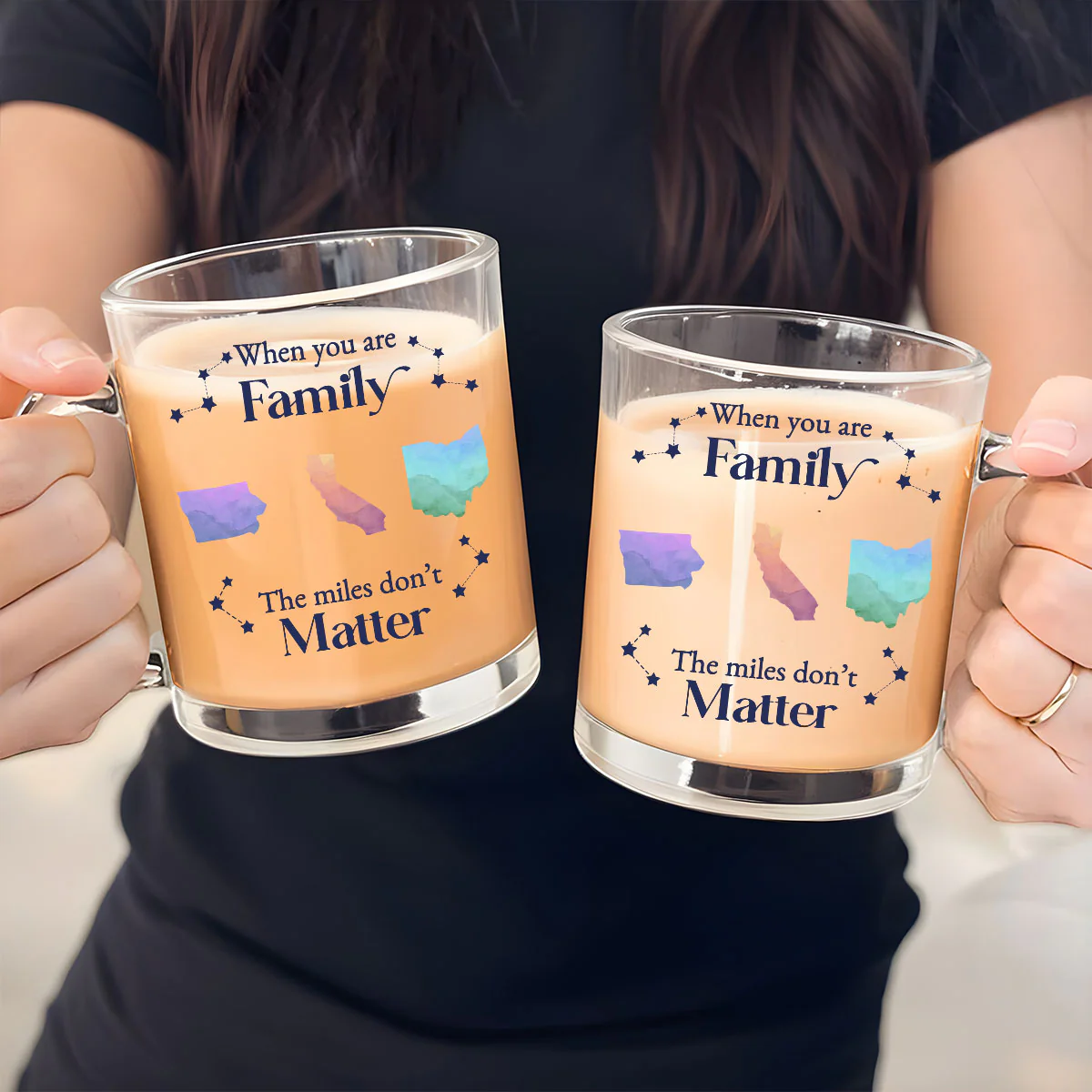 Distance Cannot Weaken The Bonds Of Family - Personalized Custom Glass Mug - Image 2