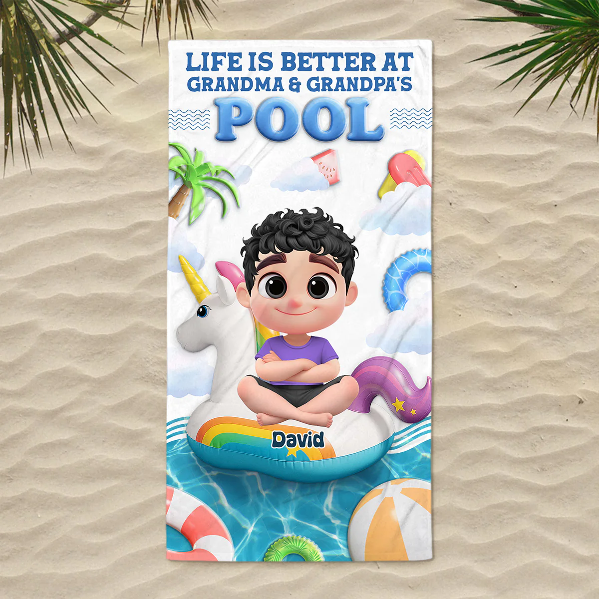Dive Into Happiness - Personalized Custom Beach Towel - Image 2