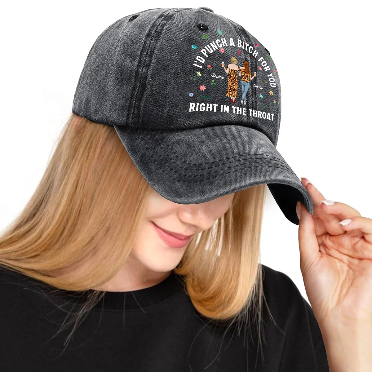 Do It For You - Personalized Custom Vintage Washed Denim Cap - Image 4