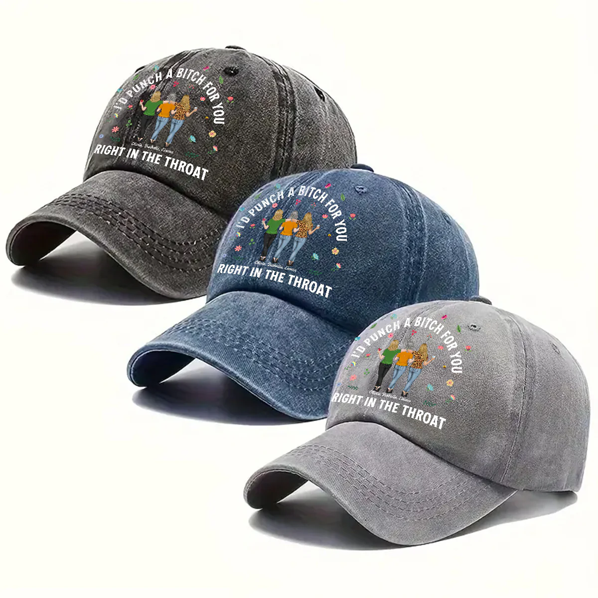 Do It For You - Personalized Custom Vintage Washed Denim Cap - Image 5