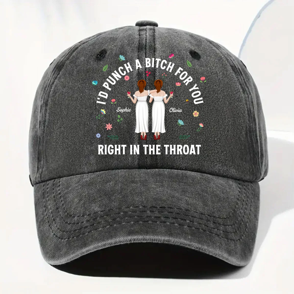 Do It For You - Personalized Custom Vintage Washed Denim Cap - Image 7
