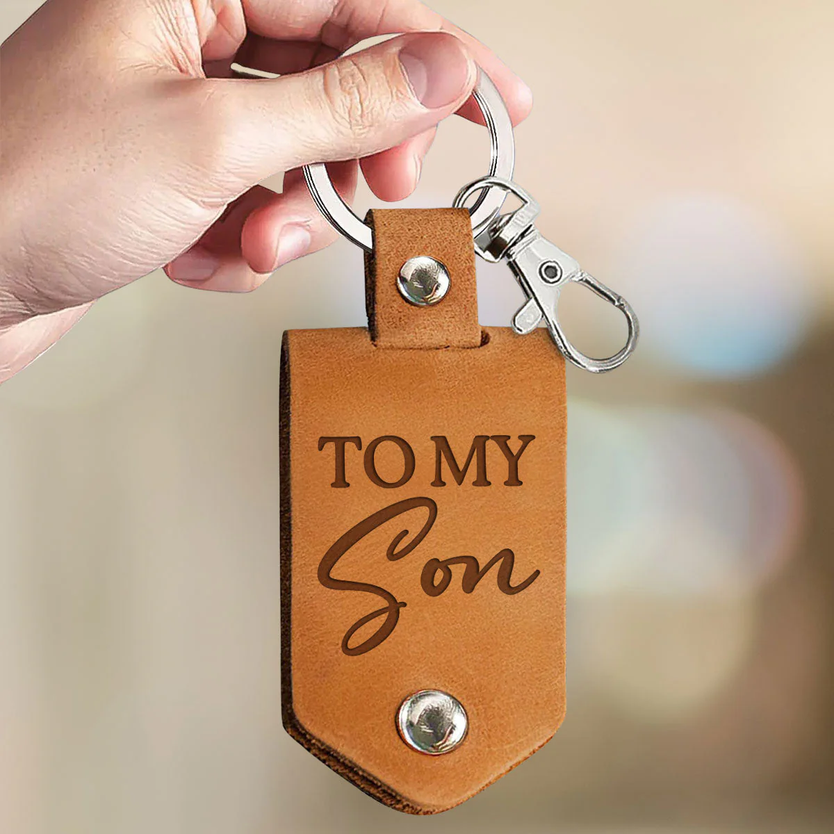 Do Not Do Bad Things - Personalized Leather Photo Keychain - Image 2