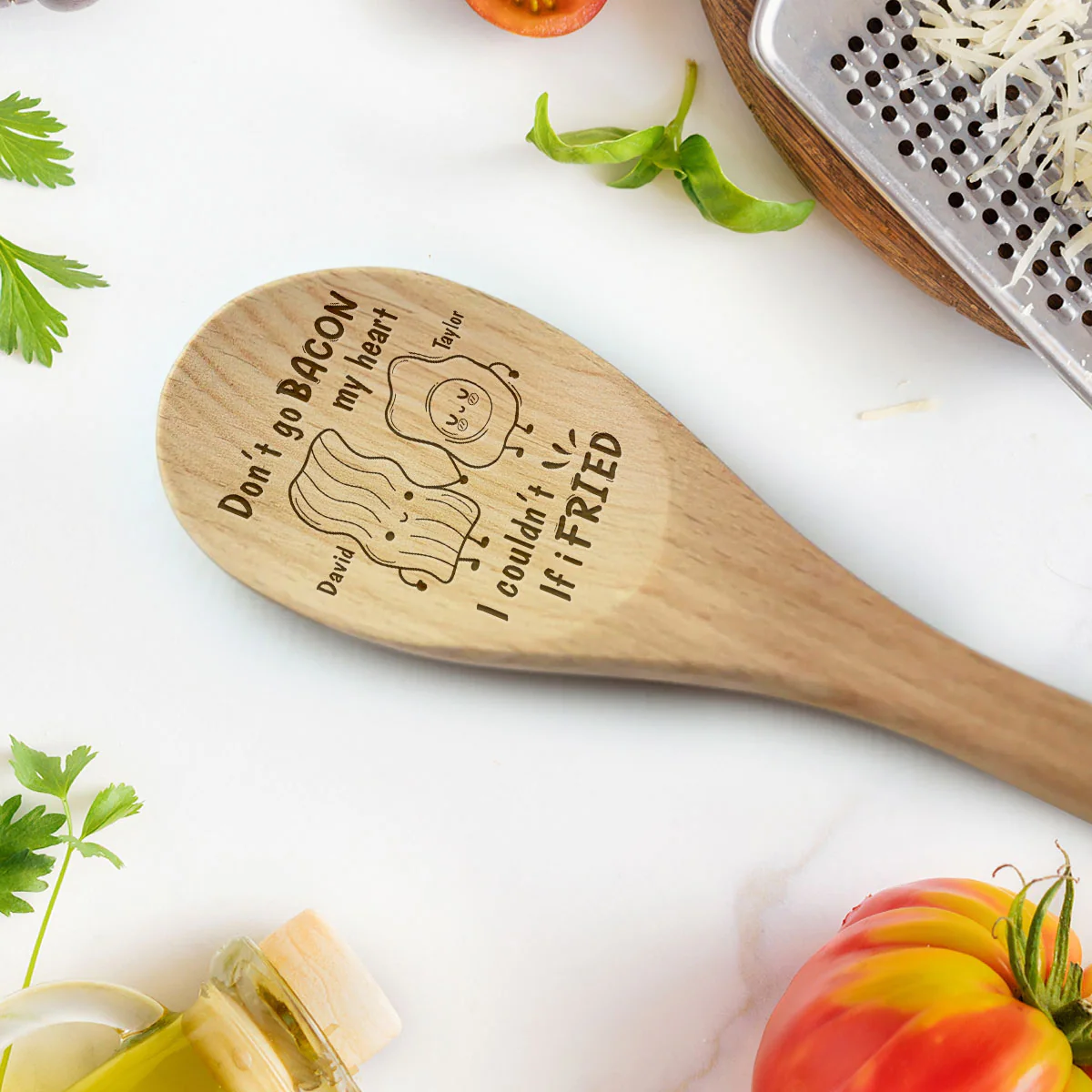 Do Not Go Bacon My Heart, I Could Not If I Fried - Personalized Custom Engraved Wooden Spoon - Image 3