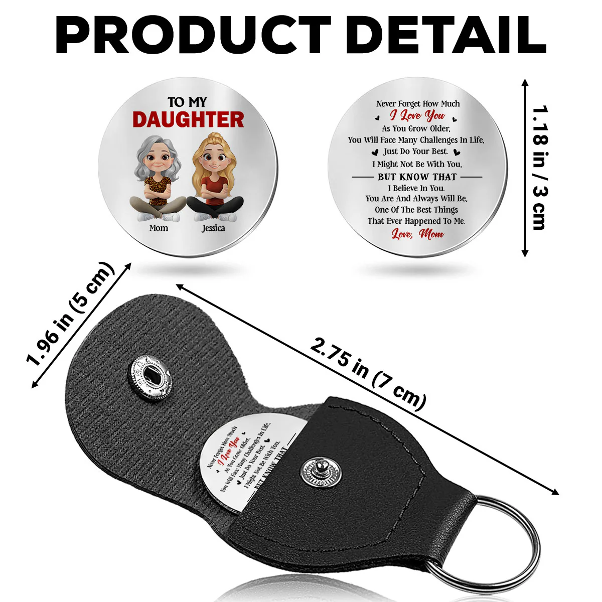 Do Your Best Daughter - Personalized Custom Pocket Hug - Image 5