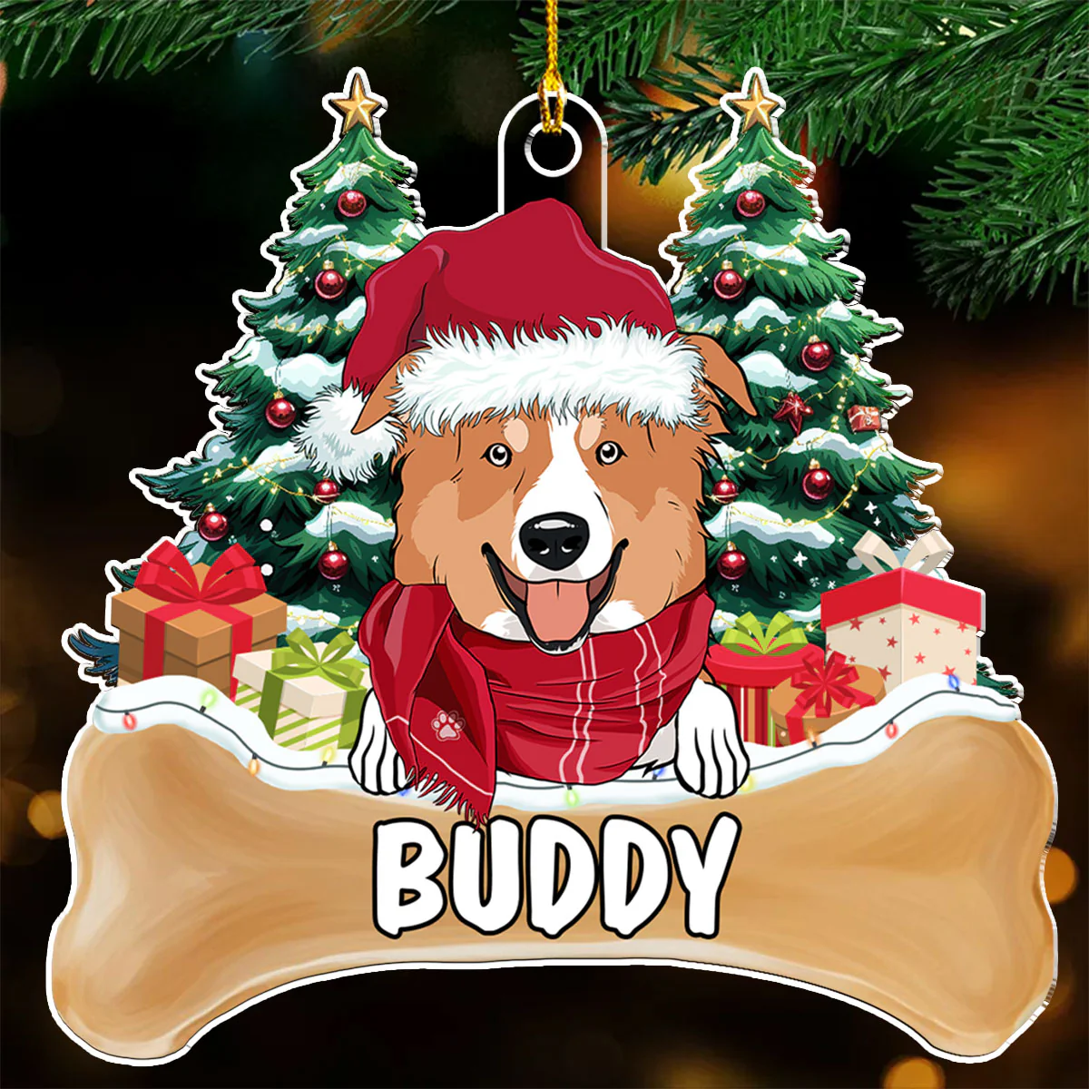 Dog Christmas - Personalized Custom Acrylic Ornament - Image 2