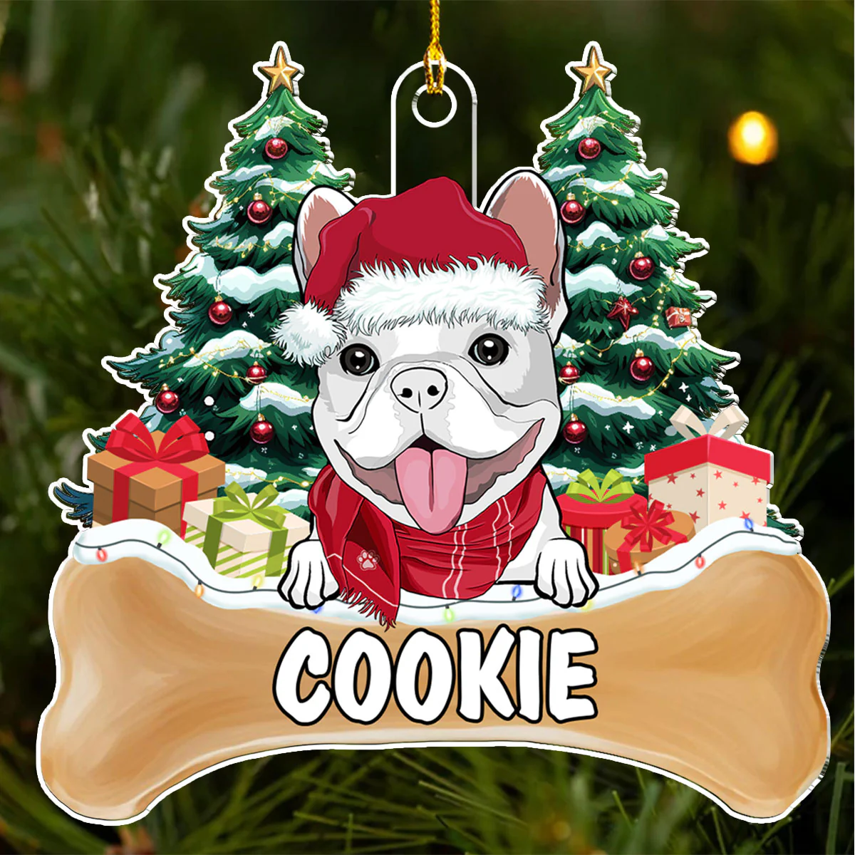Dog Christmas - Personalized Custom Acrylic Ornament - Image 3