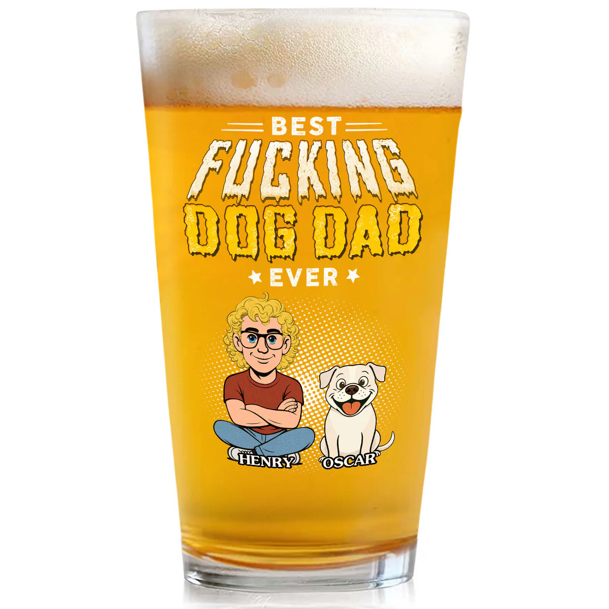 Dog Dad Champion - Personalized Custom Beer Glass
