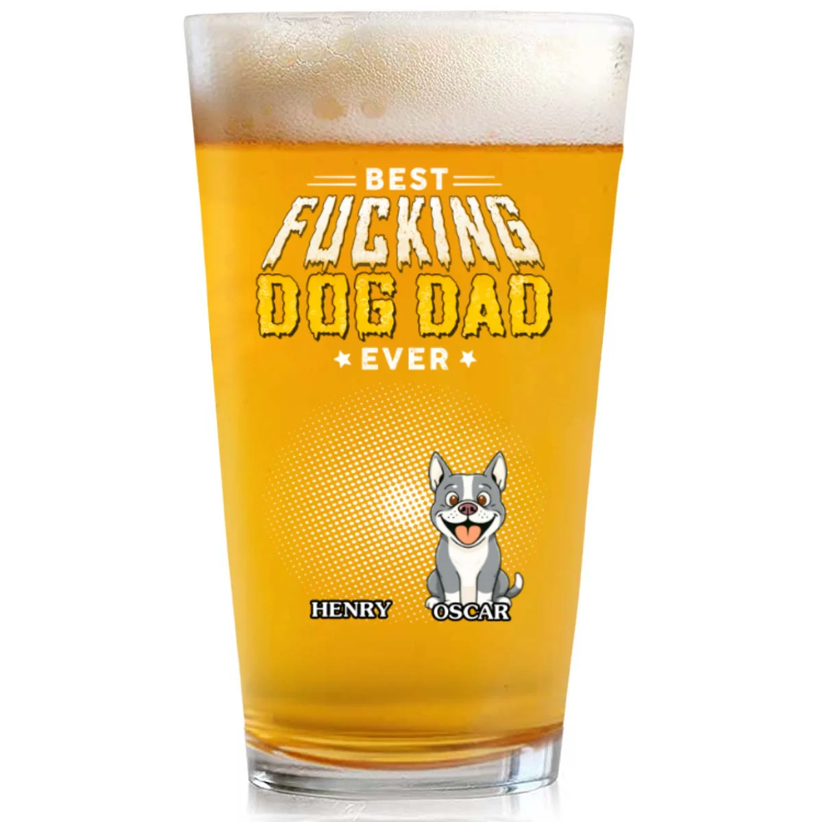 Dog Dad Champion - Personalized Custom Beer Glass - Image 6