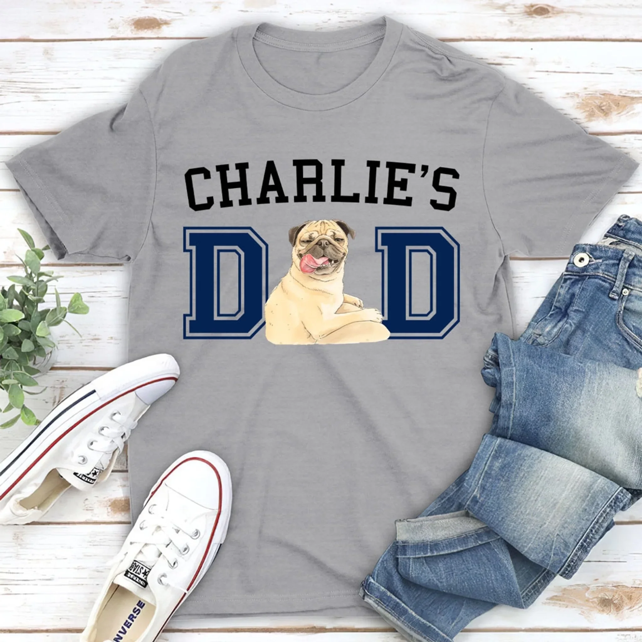 Dog Daddy Sketch - Personalized Custom T-Shirt - Image 2