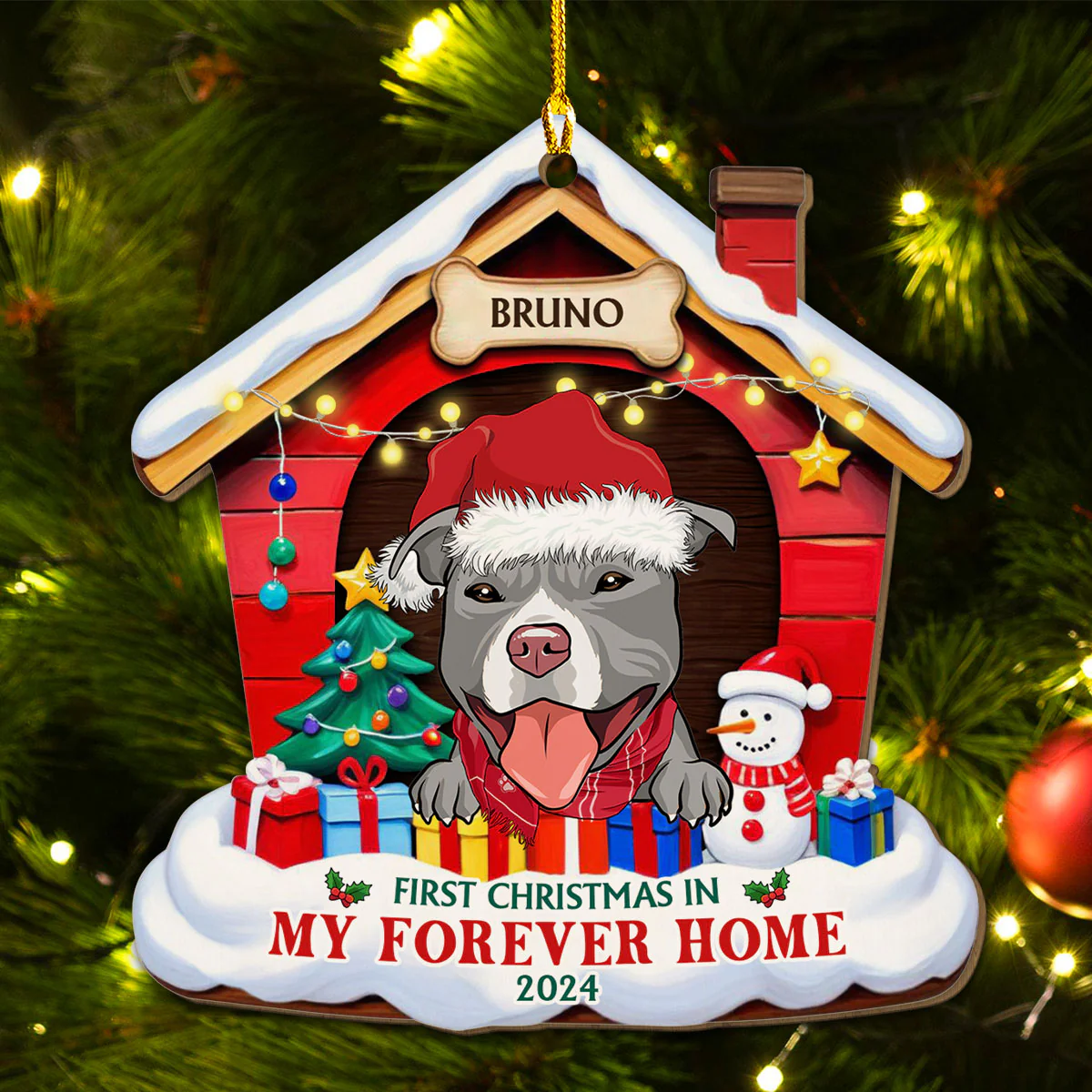 Dog Forever Home - Personalized Custom Wood Ornament - Image 4