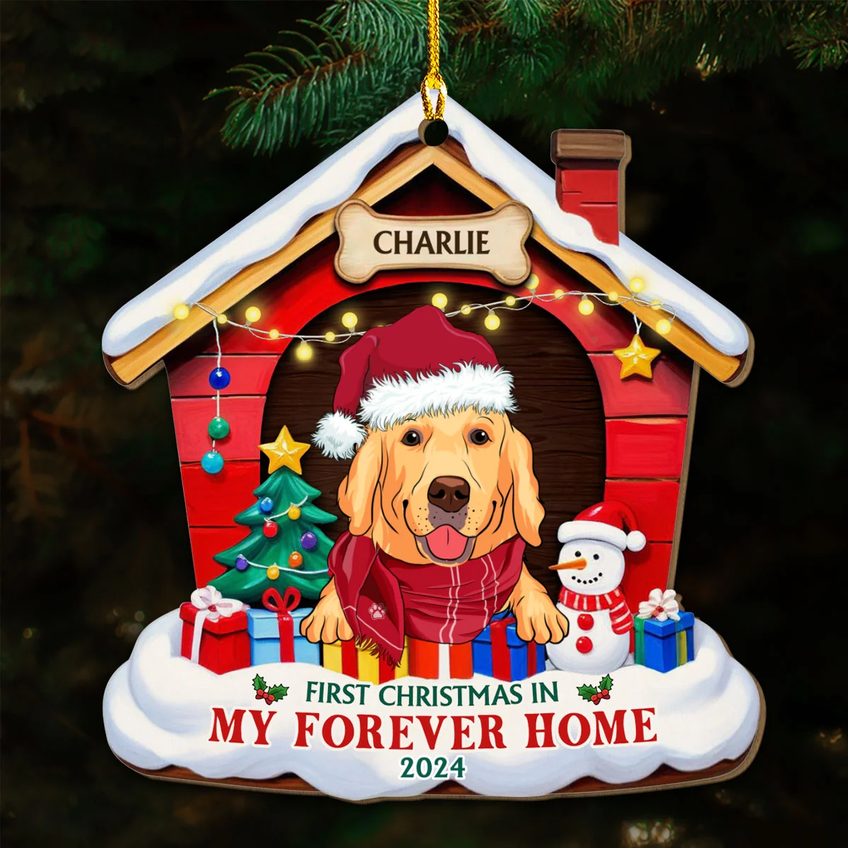 Dog Forever Home - Personalized Custom Wood Ornament - Image 5