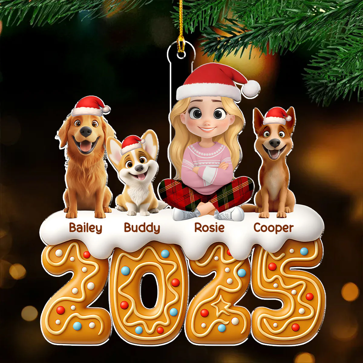 Dog Mom Dad Of The Year - Personalized Custom Acrylic Ornament - Image 3