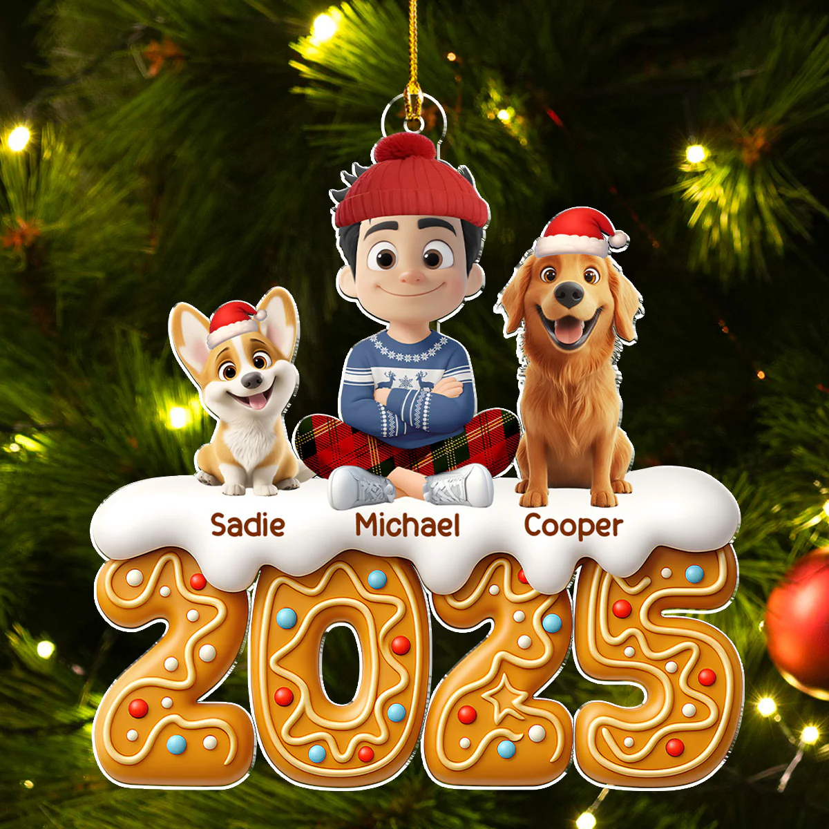 Dog Mom Dad Of The Year - Personalized Custom Acrylic Ornament - Image 5