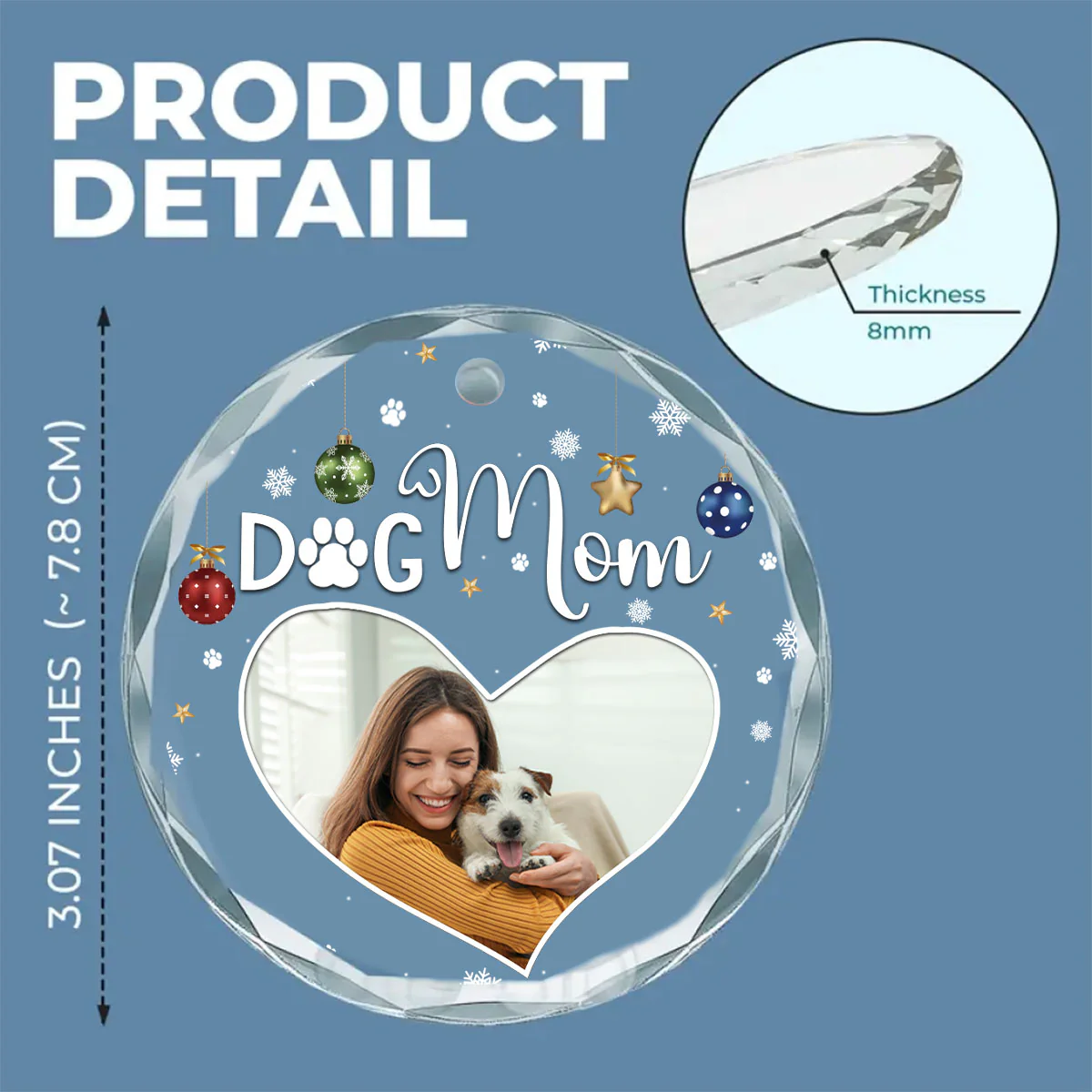 Dog Mom Photo - Personalized Custom Glass Ornament - Image 3