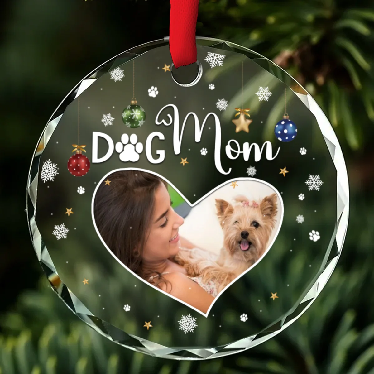 Dog Mom Photo - Personalized Custom Glass Ornament - Image 4