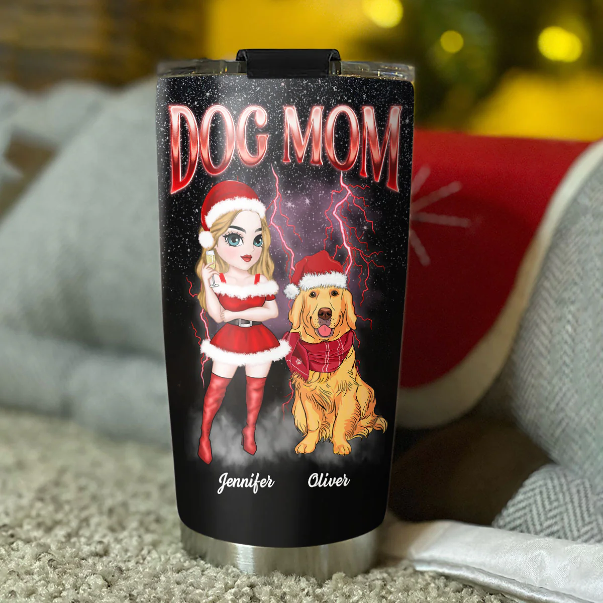 Dog Mom Vintage - Personalized Custom Tumbler - Image 4