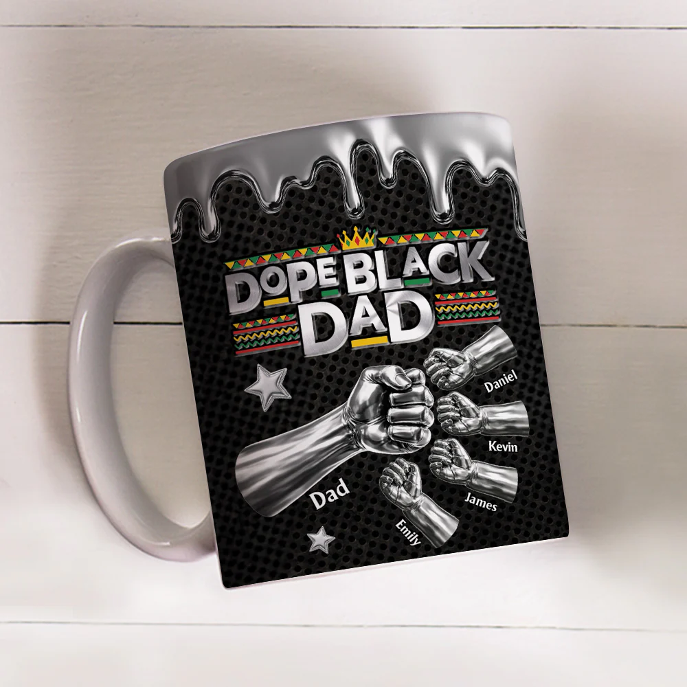 Dope Black Dad - Personalized Custom 3D Effect Mug - Image 4