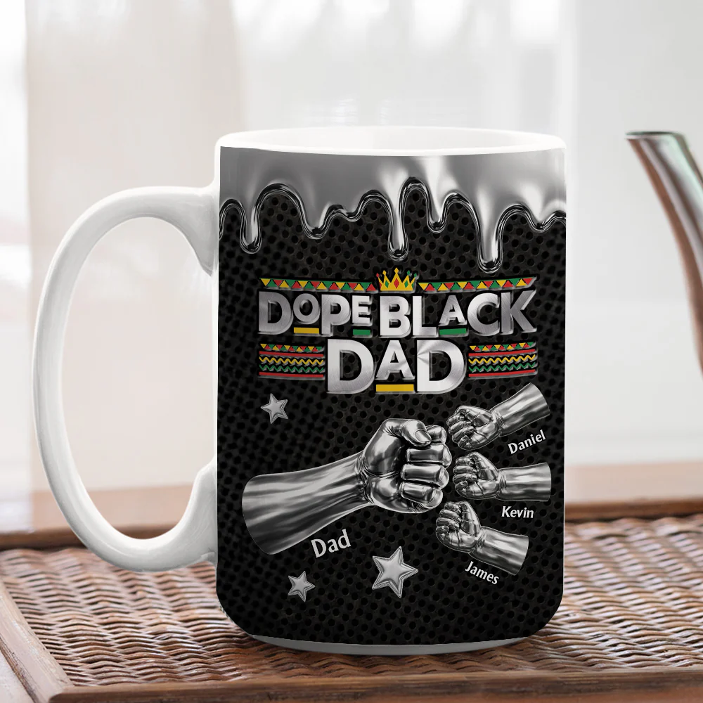 Dope Black Dad - Personalized Custom 3D Effect Mug - Image 5