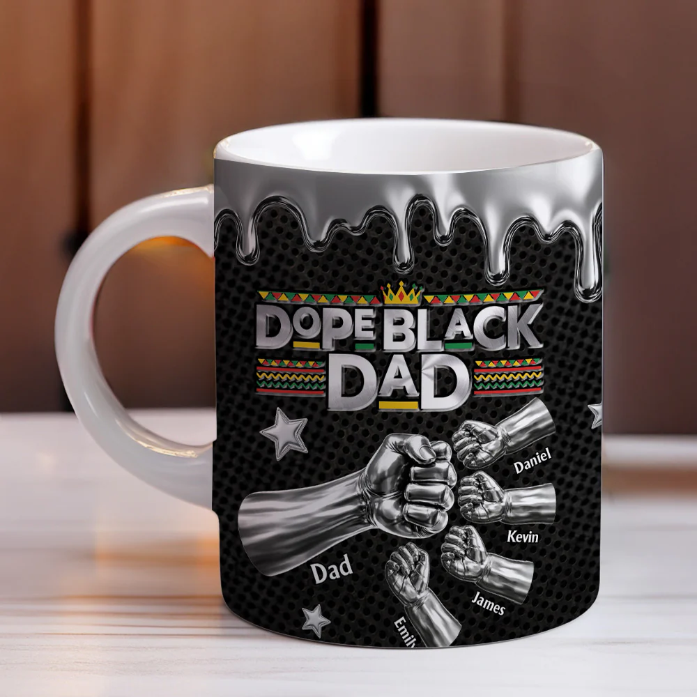 Dope Black Dad - Personalized Custom 3D Effect Mug - Image 6