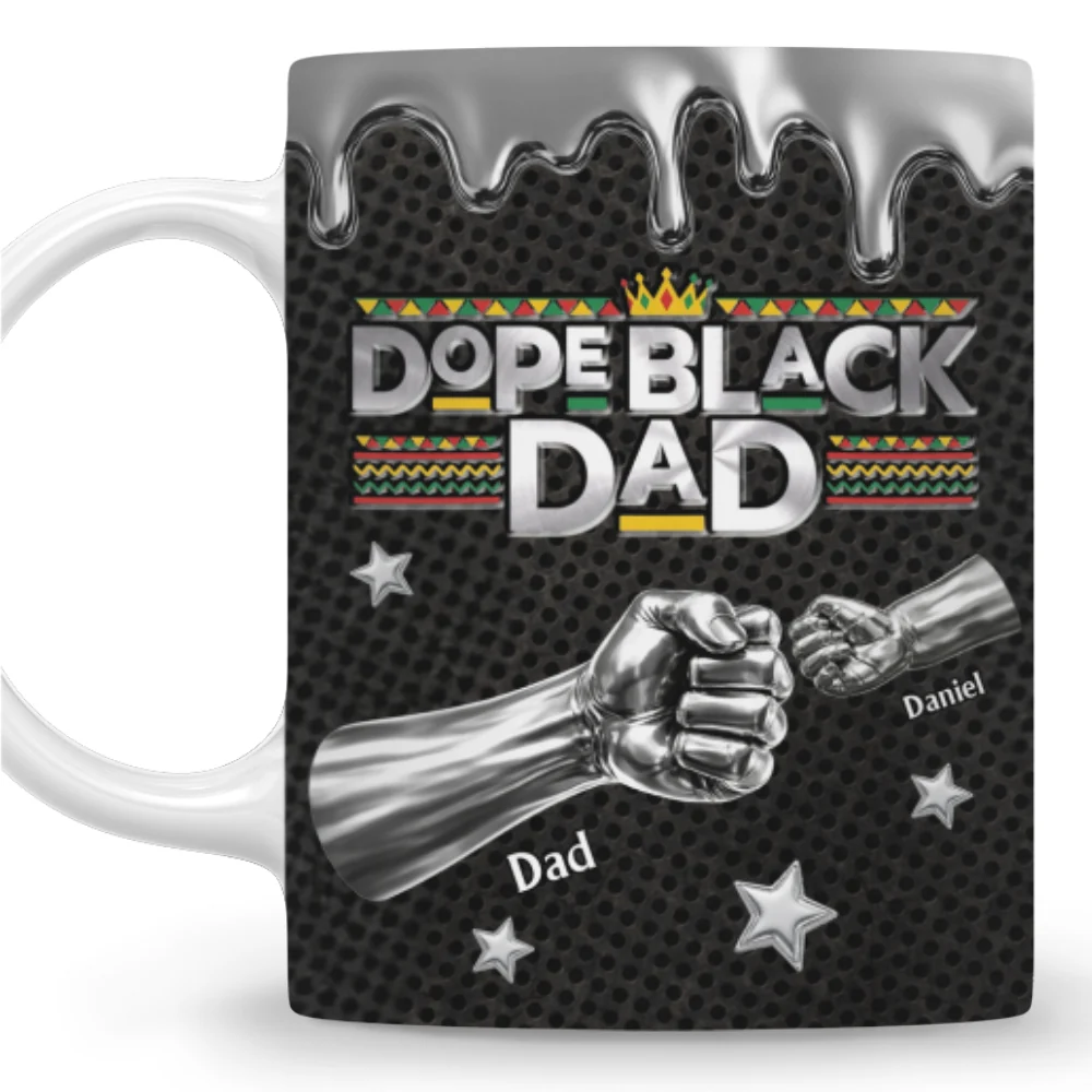 Dope Black Dad - Personalized Custom 3D Effect Mug - Image 8