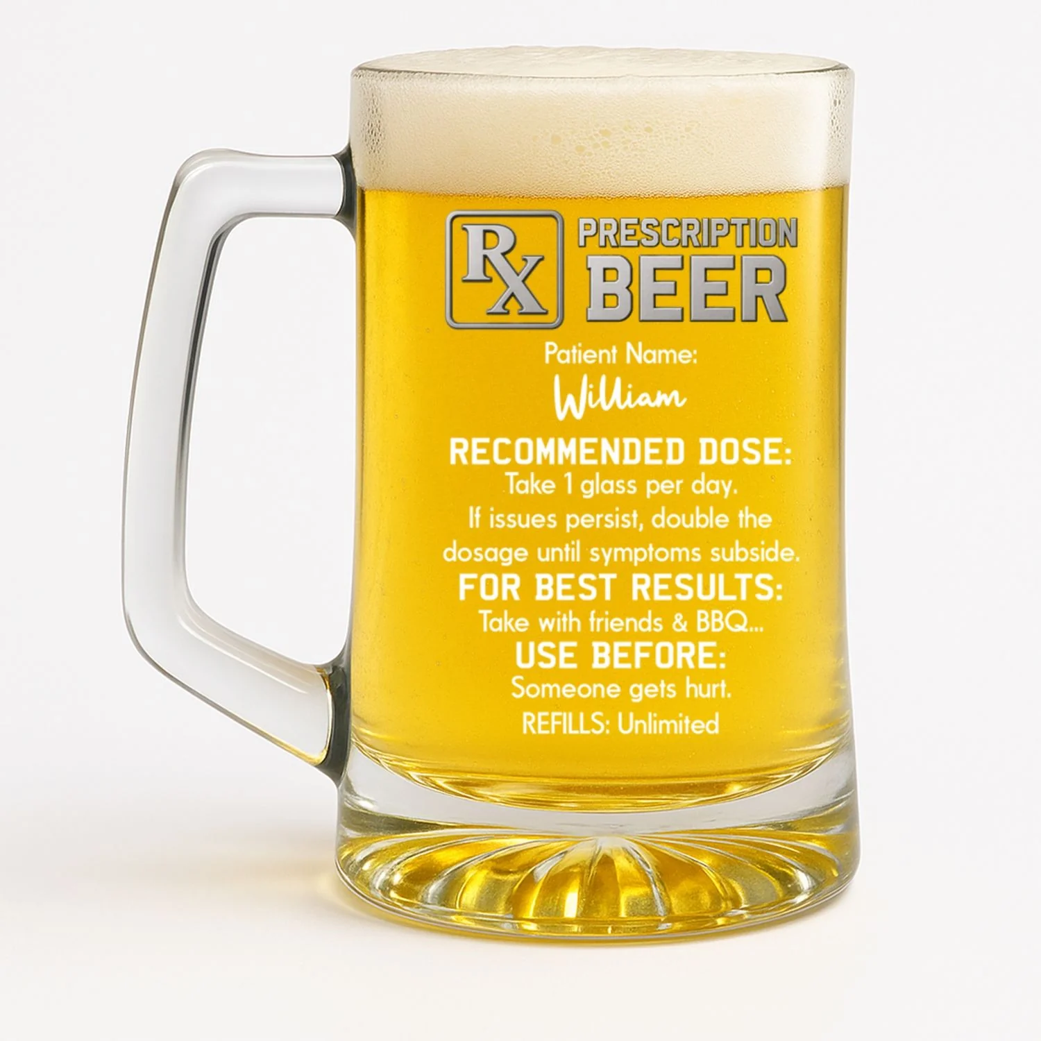 Double Dose If Needed - Personalized Custom Beer Glass With Handle - Image 6