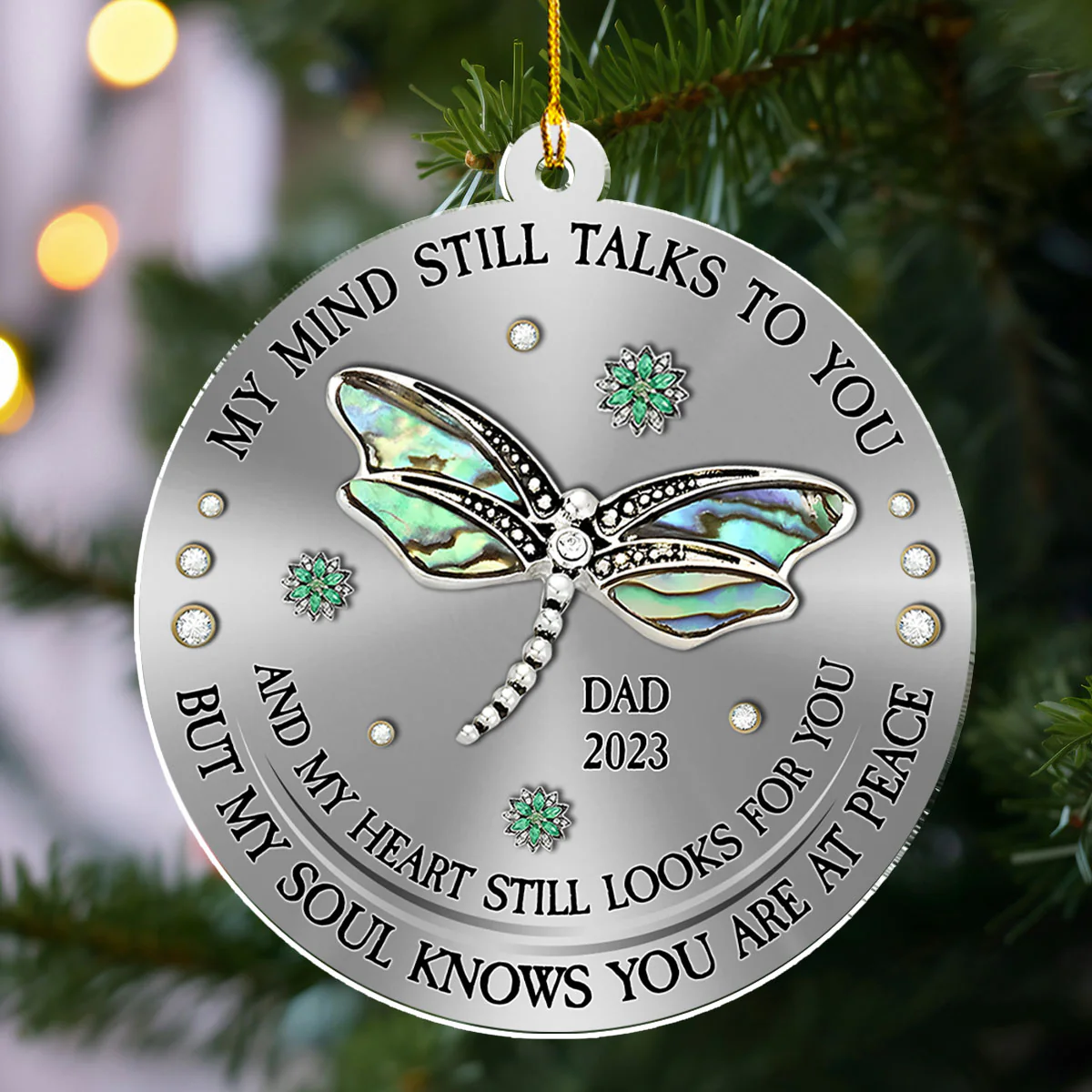 Dragonfly My Mind My Heart My Soul - Personalized Custom Acrylic Ornament - Image 3