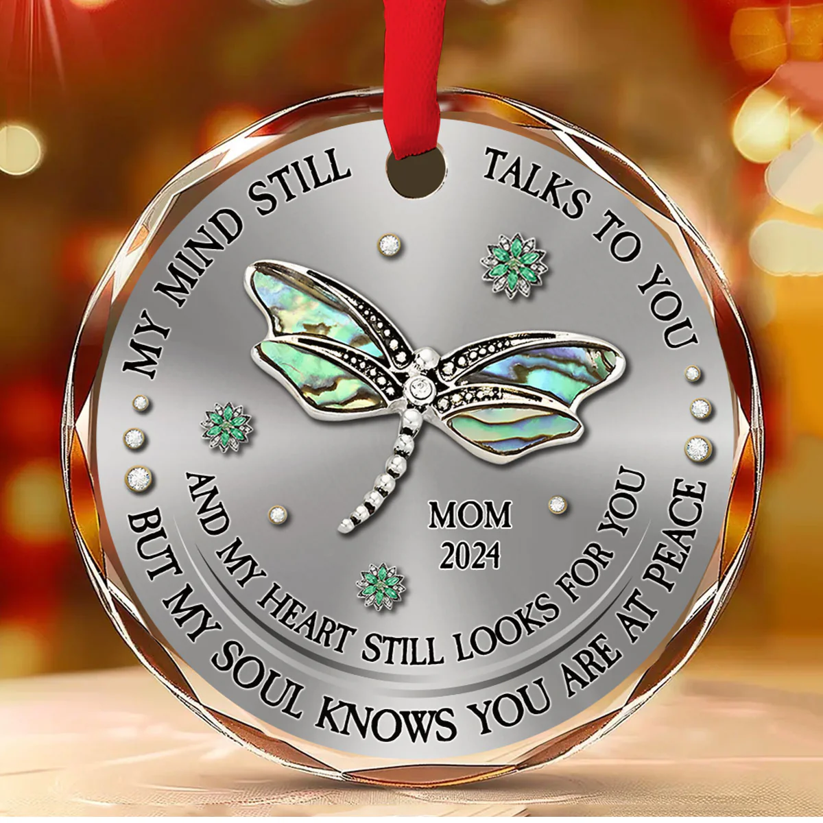 Dragonfly My Mind My Heart My Soul - Personalized Custom Glass Ornament - Image 2