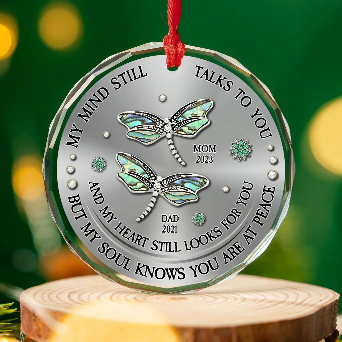 Dragonfly My Mind My Heart My Soul - Personalized Custom Glass Ornament - Image 4