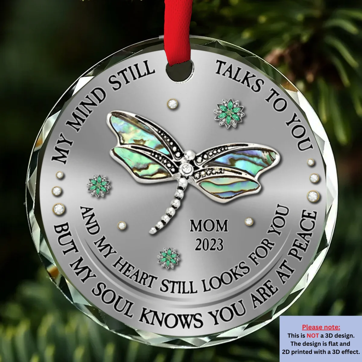 Dragonfly My Mind My Heart My Soul - Personalized Custom Glass Ornament - Image 7