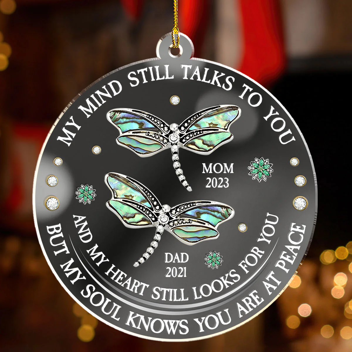 Dragonfly My Mind My Heart My Soul - Personalized Custom Mirrored Acrylic Ornament