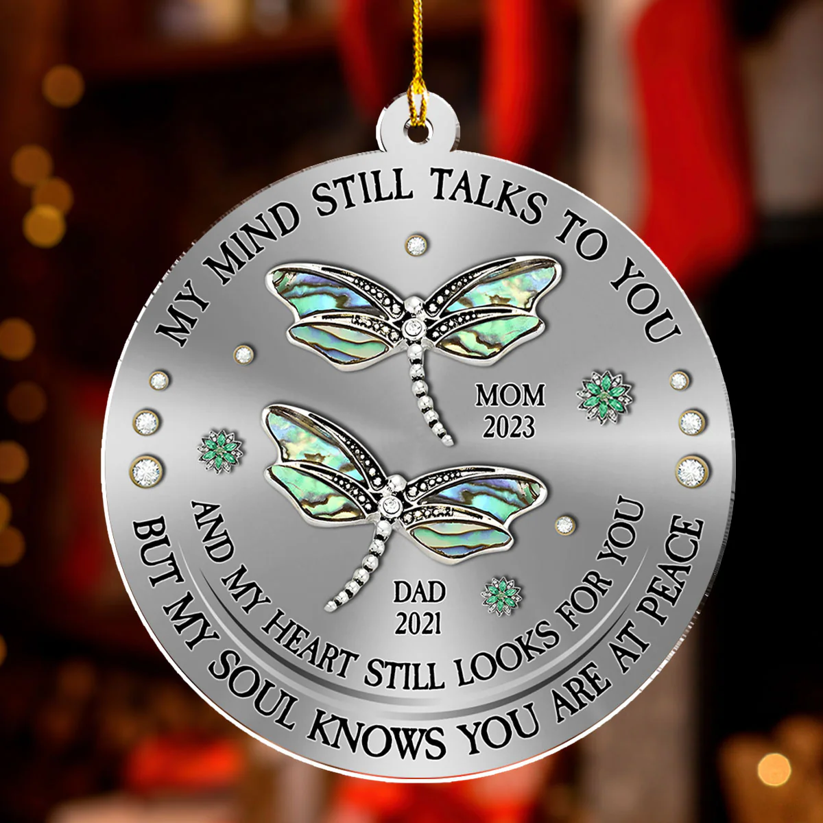 Dragonfly My Mind My Heart My Soul Version 2 - Personalized Custom Acrylic Ornament - Image 2