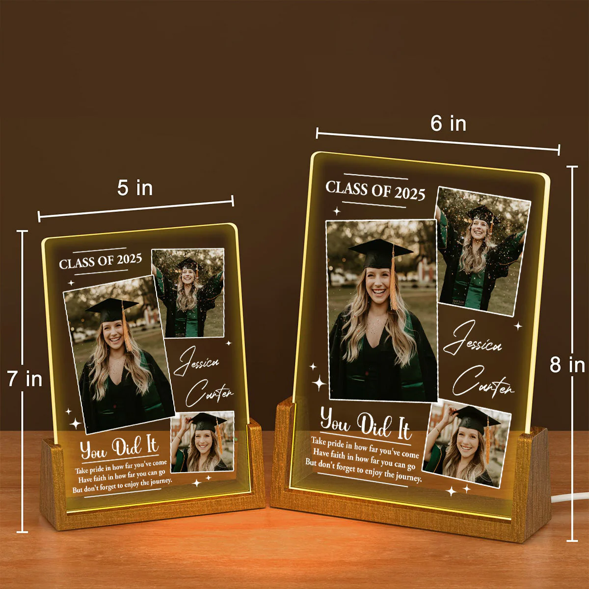 Dream Big And Keep Going - Personalized Custom Plaque With Walnut Base - Image 4