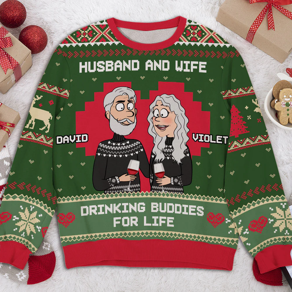 Drink Buddies - Personalized Custom All-Over-Print Sweatshirt - Image 3