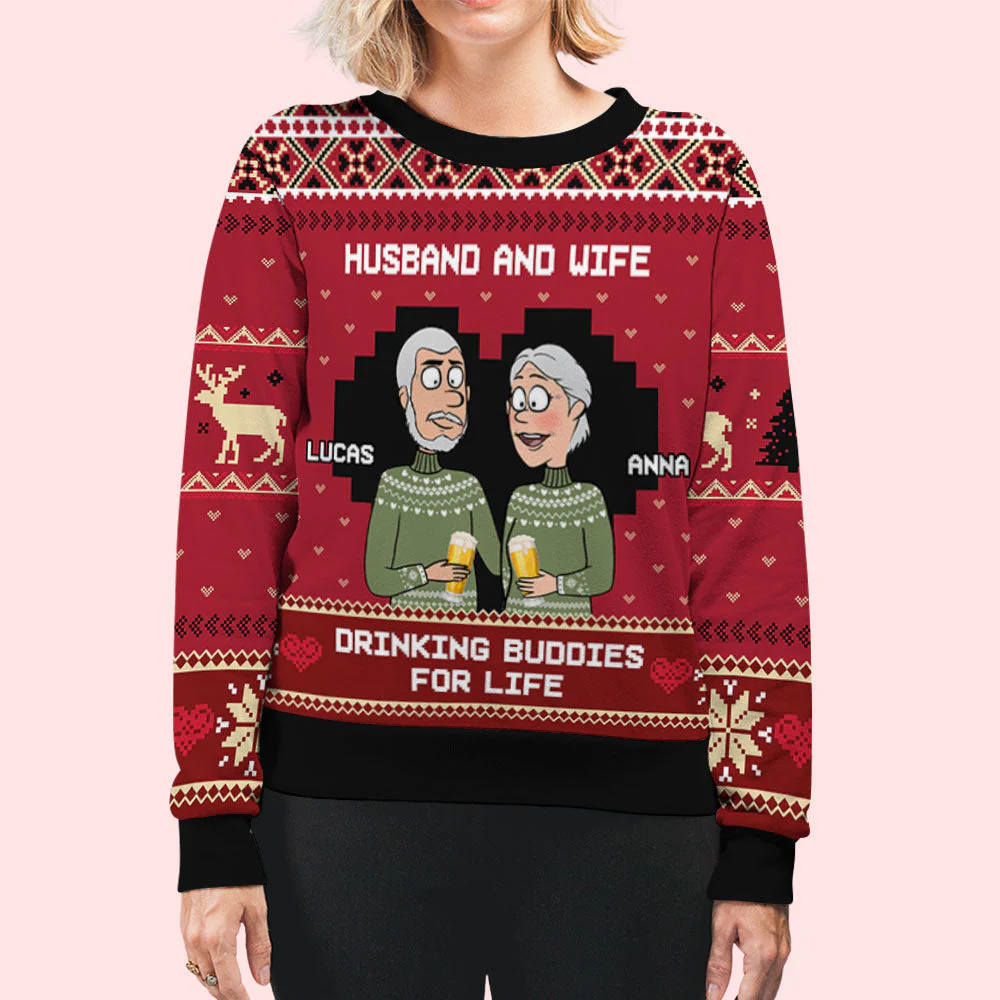 Drink Buddies - Personalized Custom All-Over-Print Sweatshirt - Image 4