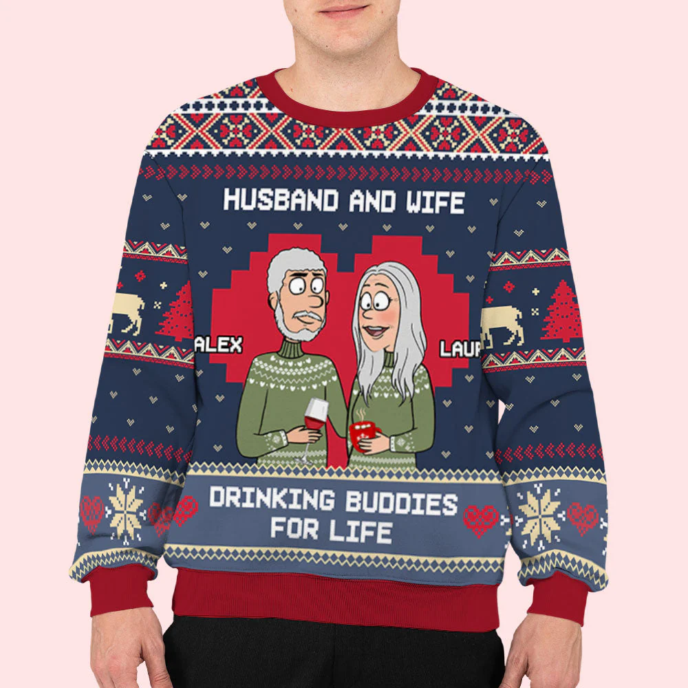 Drink Buddies - Personalized Custom All-Over-Print Sweatshirt - Image 5