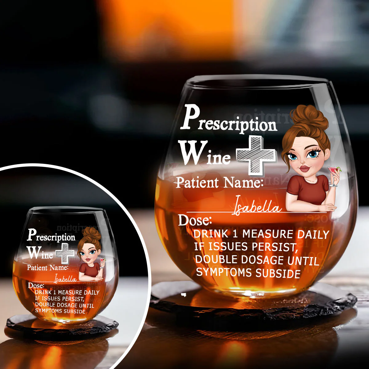 Drink One Measure Daily - Personalized Custom Wine Glass - Image 3