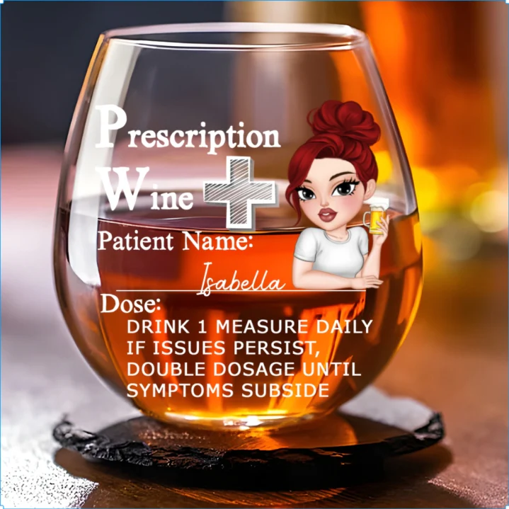 Drink One Measure Daily - Personalized Custom Wine Glass - Image 6