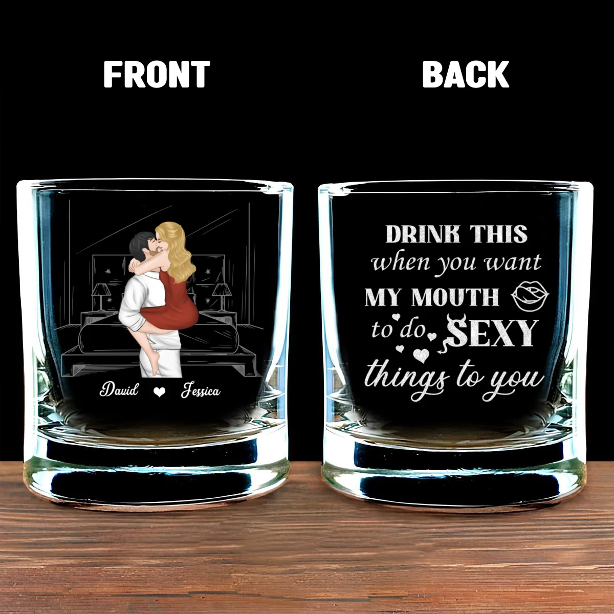 Drink This When You Want Me - Personalized Custom Whiskey Glass - Image 5